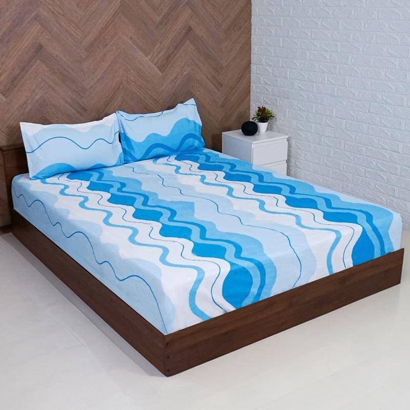     			BELLA TRUE Polyester 1 Double Queen Bedsheet with 2 Pillow Covers ( Blue )