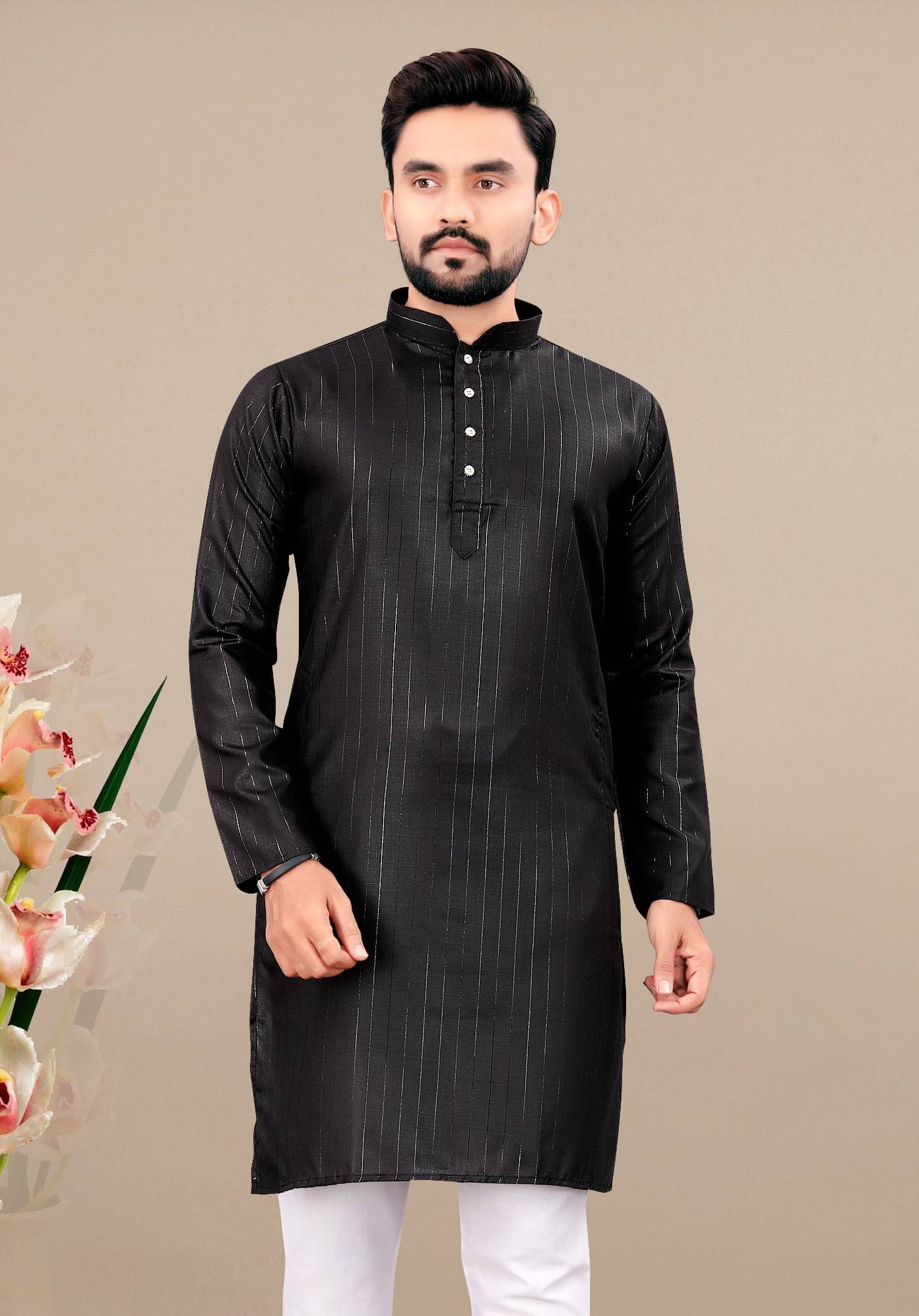     			Balaji's Black Cotton Men's Regular Kurta ( Pack of 1 )