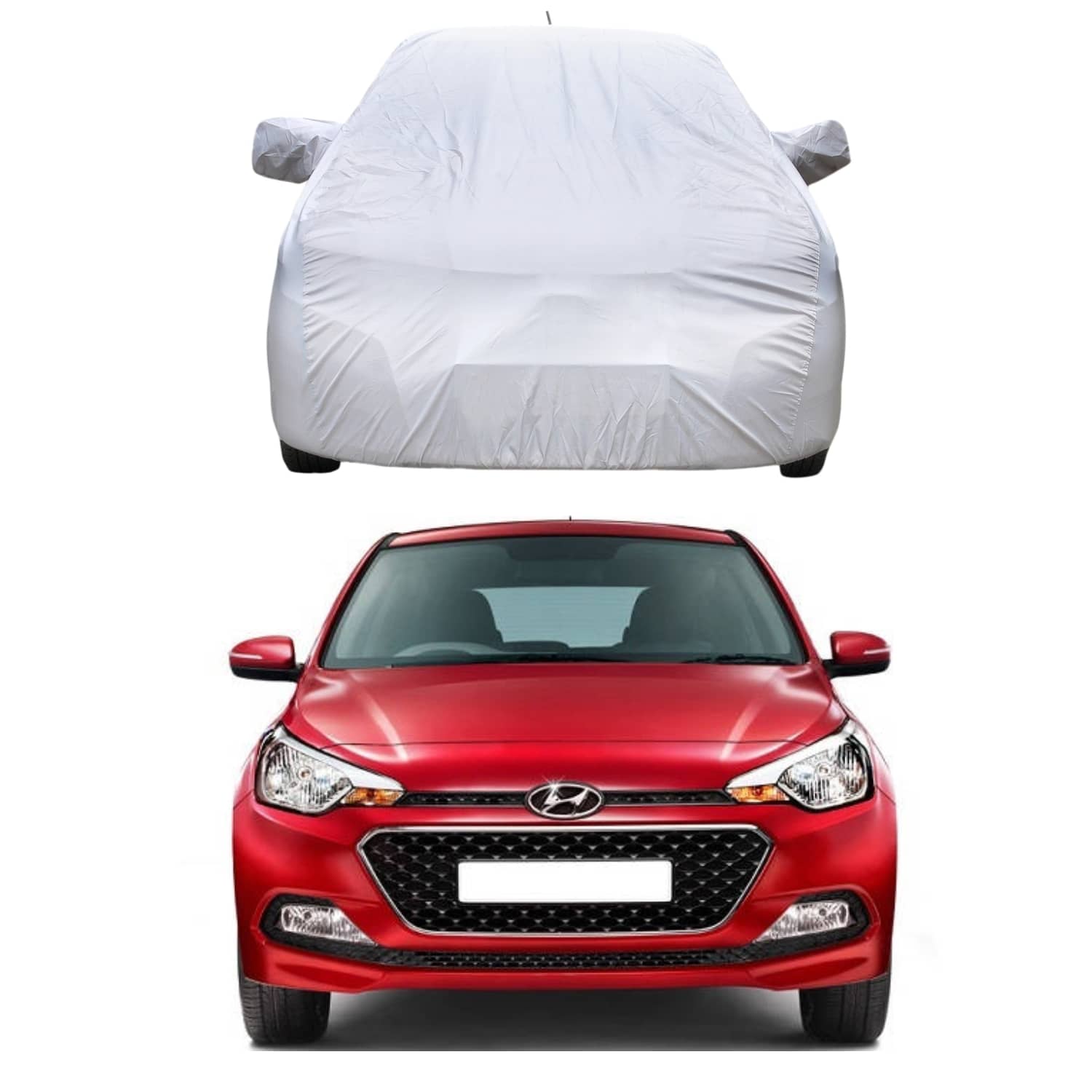 CARNEST Car Body Cover for Hyundai i20 [2012-2014] With Mirror Pocket ( Pack of 1 ) , Silver