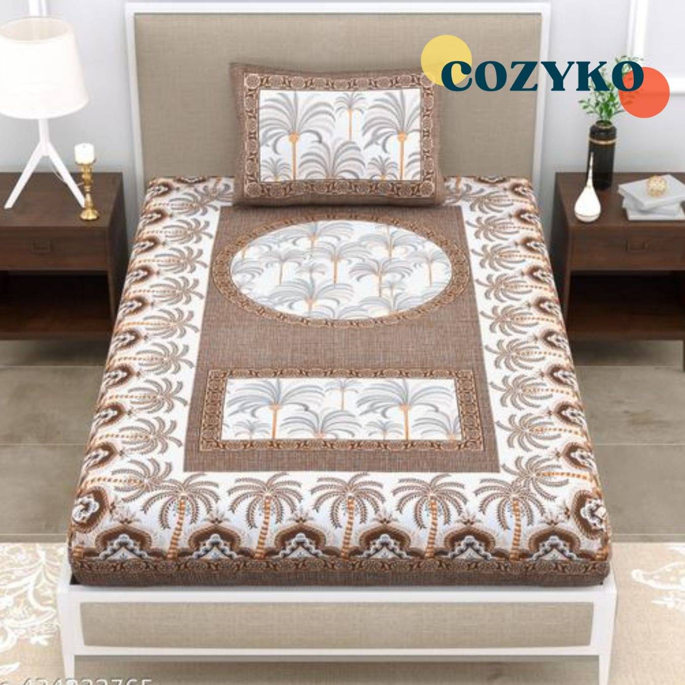COZYKO Cotton 1 Single Bedsheet with 1 Pillow Cover ( Brown Dark ) COZYKO Cotton 1 Single Bedsheet with 1 Pillow Cover ( Brown Dark )
