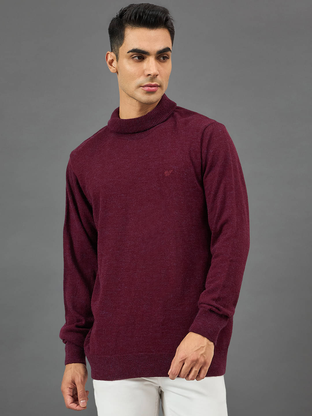     			Club York Acrylic High Neck Men's Full Sleeves Pullover Sweater - Wine ( Pack of 1 )