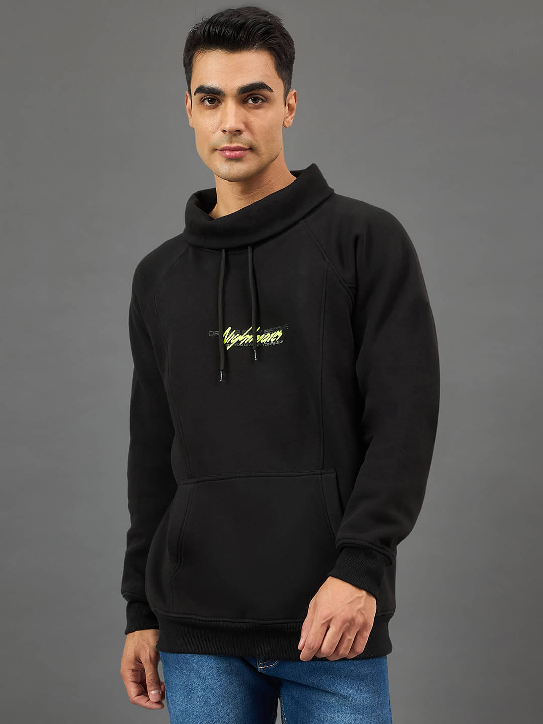     			Club York Fleece High Neck Men's Sweatshirt - Black ( Pack of 1 )