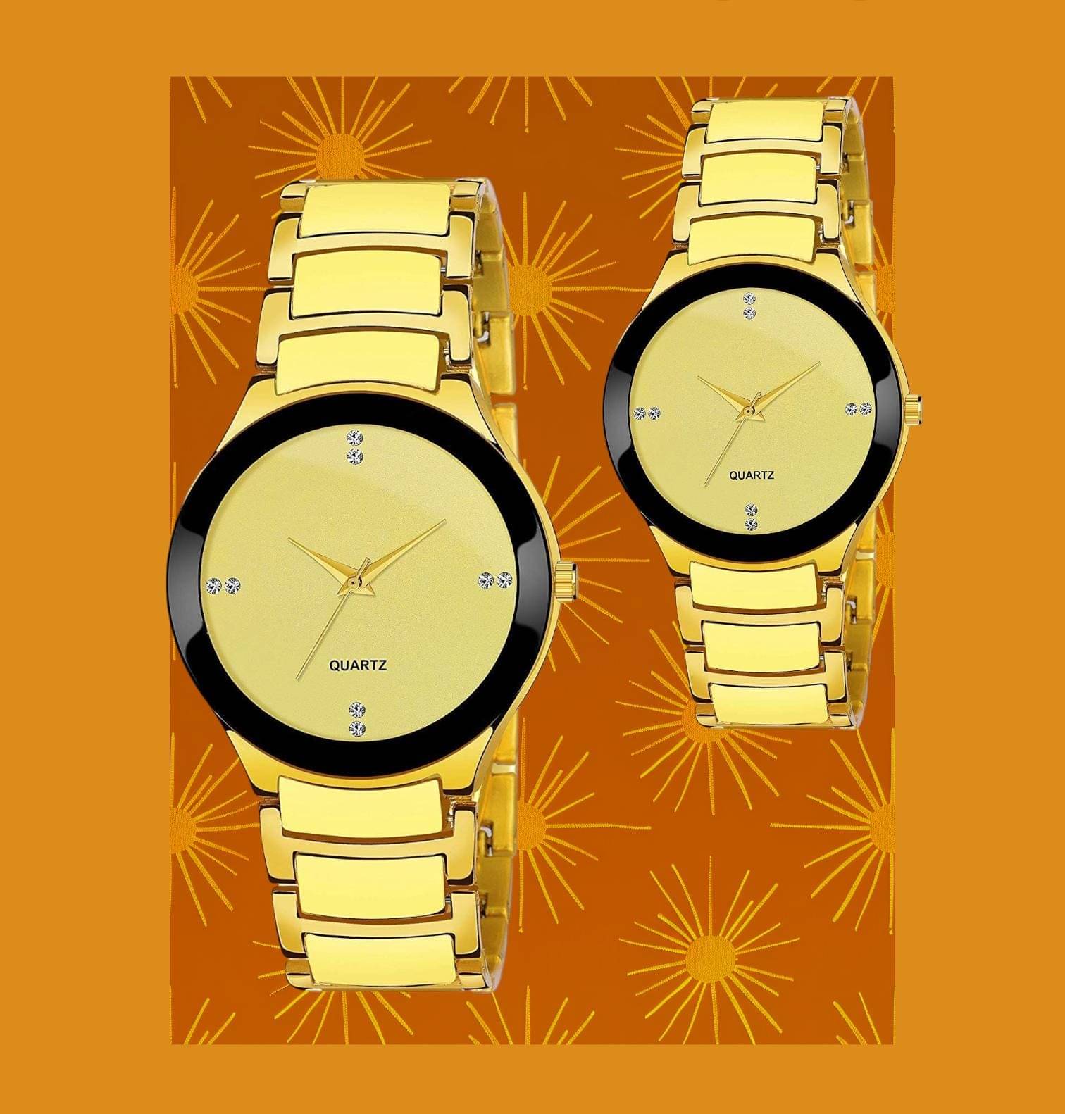     			Cosmic Gold PU Analog Couple's Watch