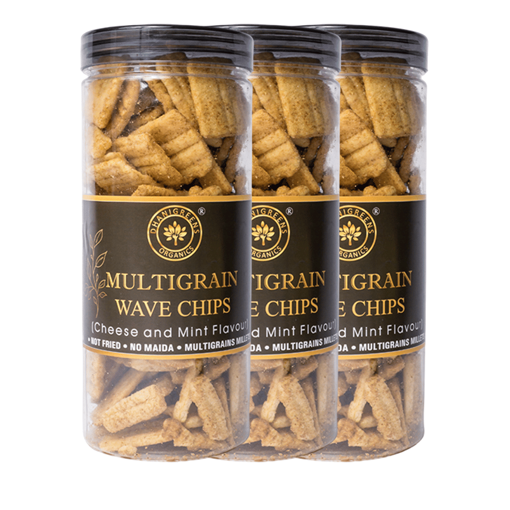 DHANIGREENS ORGANICS Multigrain Vegetable Chips 450 g Pack of 3 DHANIGREENS ORGANICS Multigrain Vegetable Chips 450 g Pack of 3