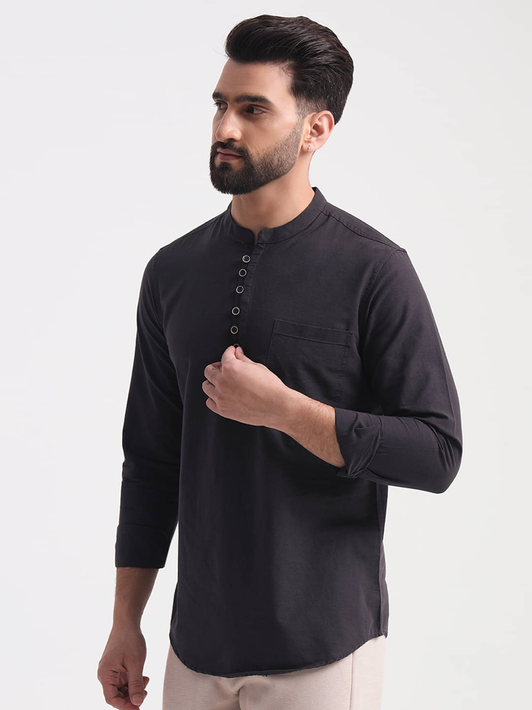 ENSPYR 100% Cotton Regular Fit Solids Full Sleeves Men's Casual Shirt - Black ( Pack of 1 ) ENSPYR 100% Cotton Regular Fit Solids Full Sleeves Men's Casual Shirt - Black ( Pack of 1 )