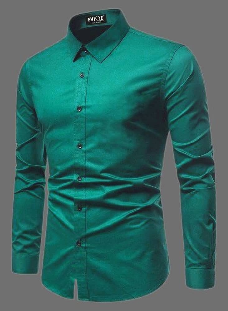 Eviqe Cotton Blend Regular Fit Full Sleeves Men's Formal Shirt - Green ( Pack of 1 )