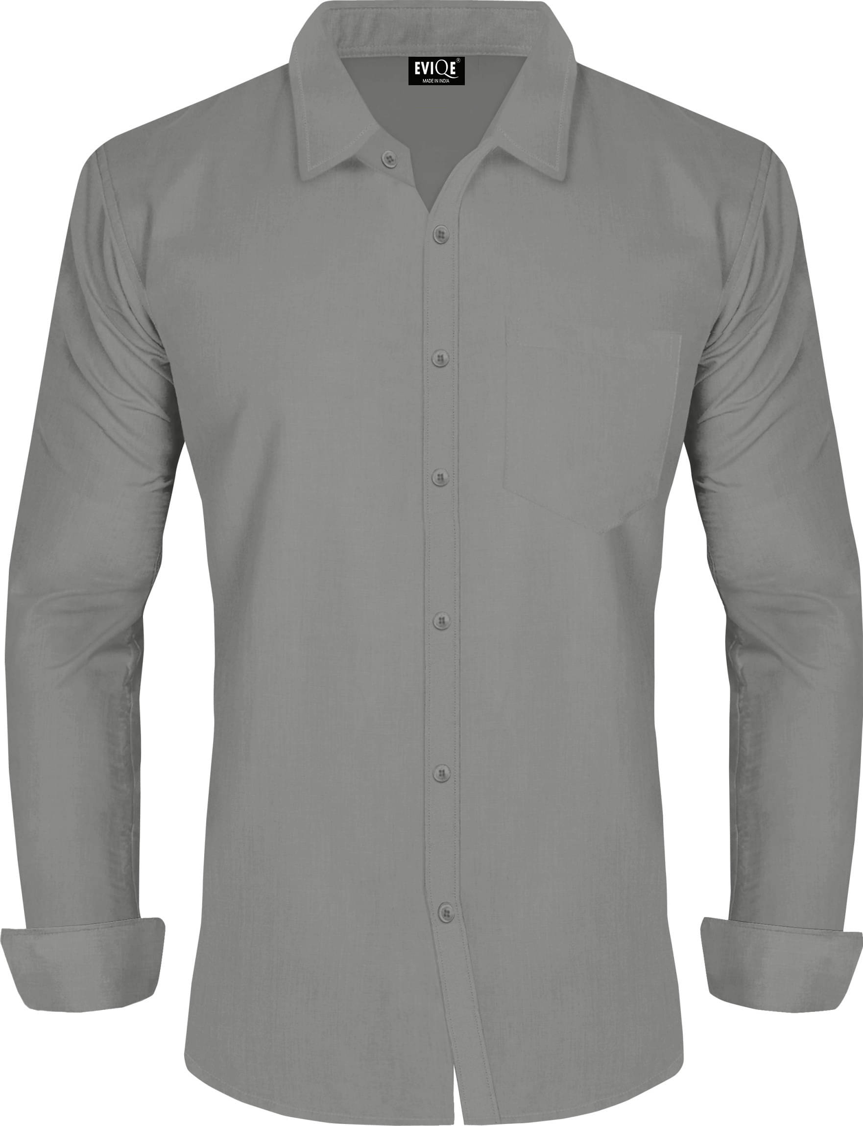 Eviqe Cotton Blend Regular Fit Full Sleeves Men's Formal Shirt - Grey ( Pack of 1 ) Eviqe Cotton Blend Regular Fit Full Sleeves Men's Formal Shirt - Grey ( Pack of 1 )