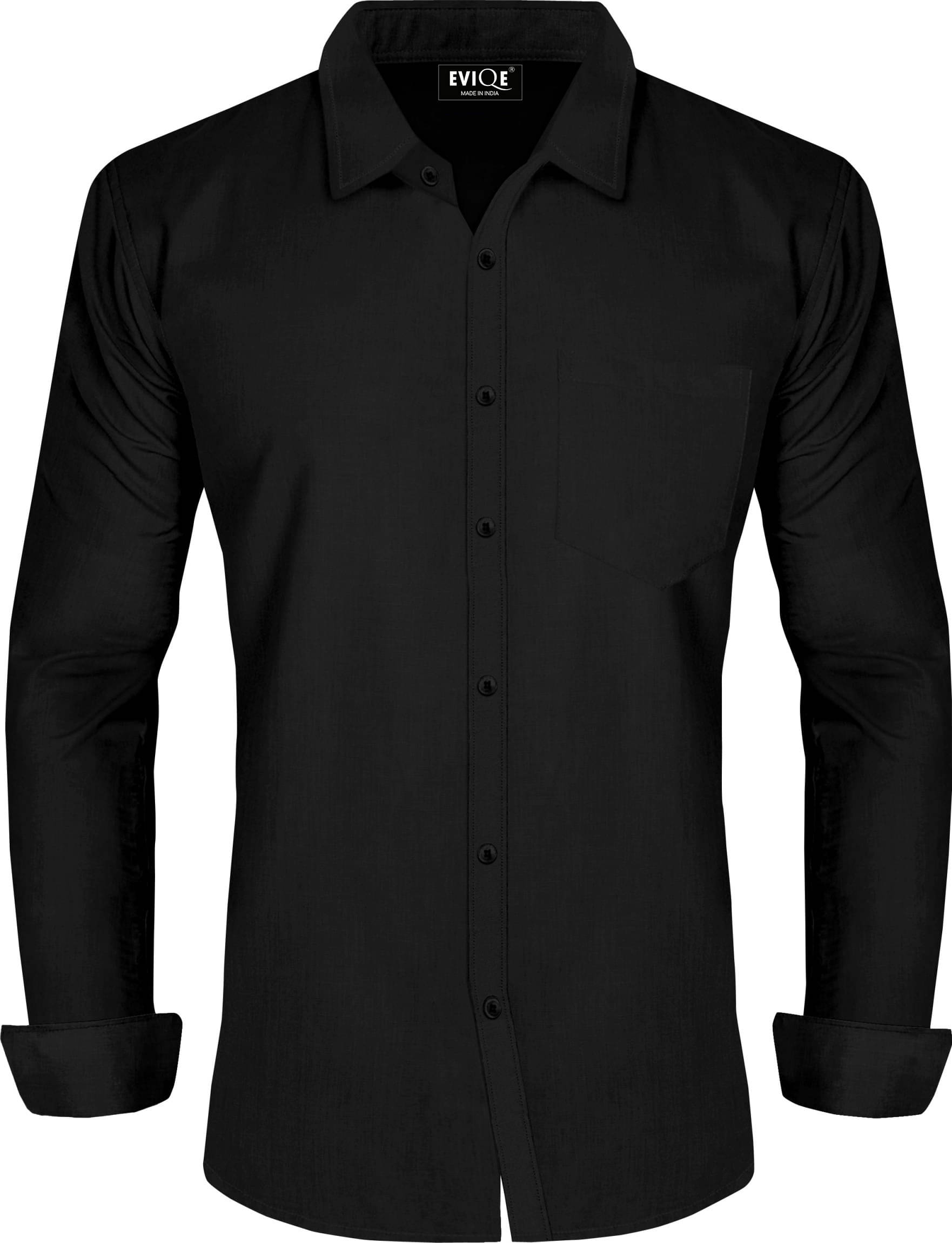     			Eviqe Cotton Blend Regular Fit Full Sleeves Men's Formal Shirt - Black ( Pack of 1 )