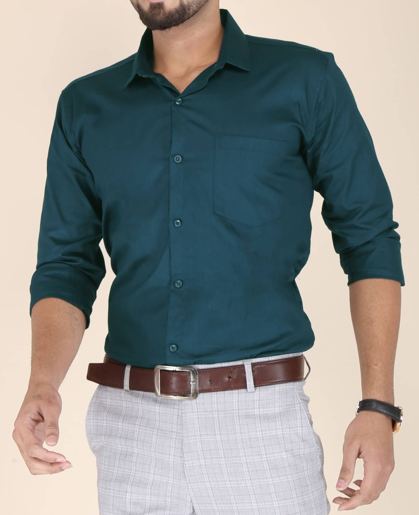     			Eviqe Cotton Blend Regular Fit Full Sleeves Men's Formal Shirt - Teal ( Pack of 1 )