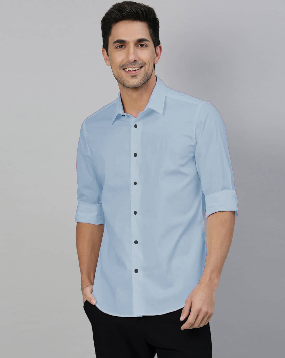    			Eviqe Cotton Blend Regular Fit Full Sleeves Men's Formal Shirt - Blue ( Pack of 1 )