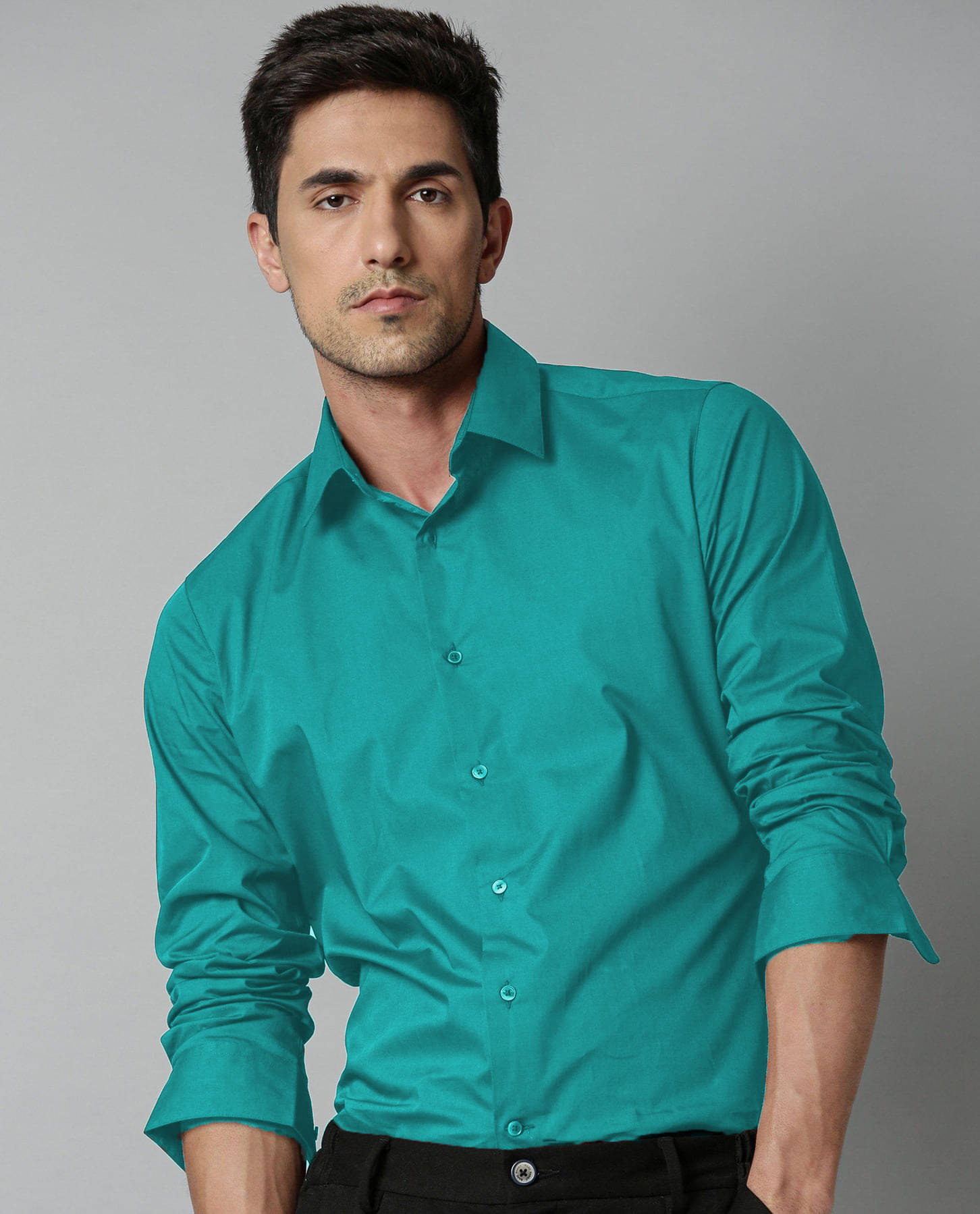 Eviqe Cotton Blend Regular Fit Full Sleeves Men's Formal Shirt - Sea Green ( Pack of 1 ) Eviqe Cotton Blend Regular Fit Full Sleeves Men's Formal Shirt - Sea Green ( Pack of 1 )