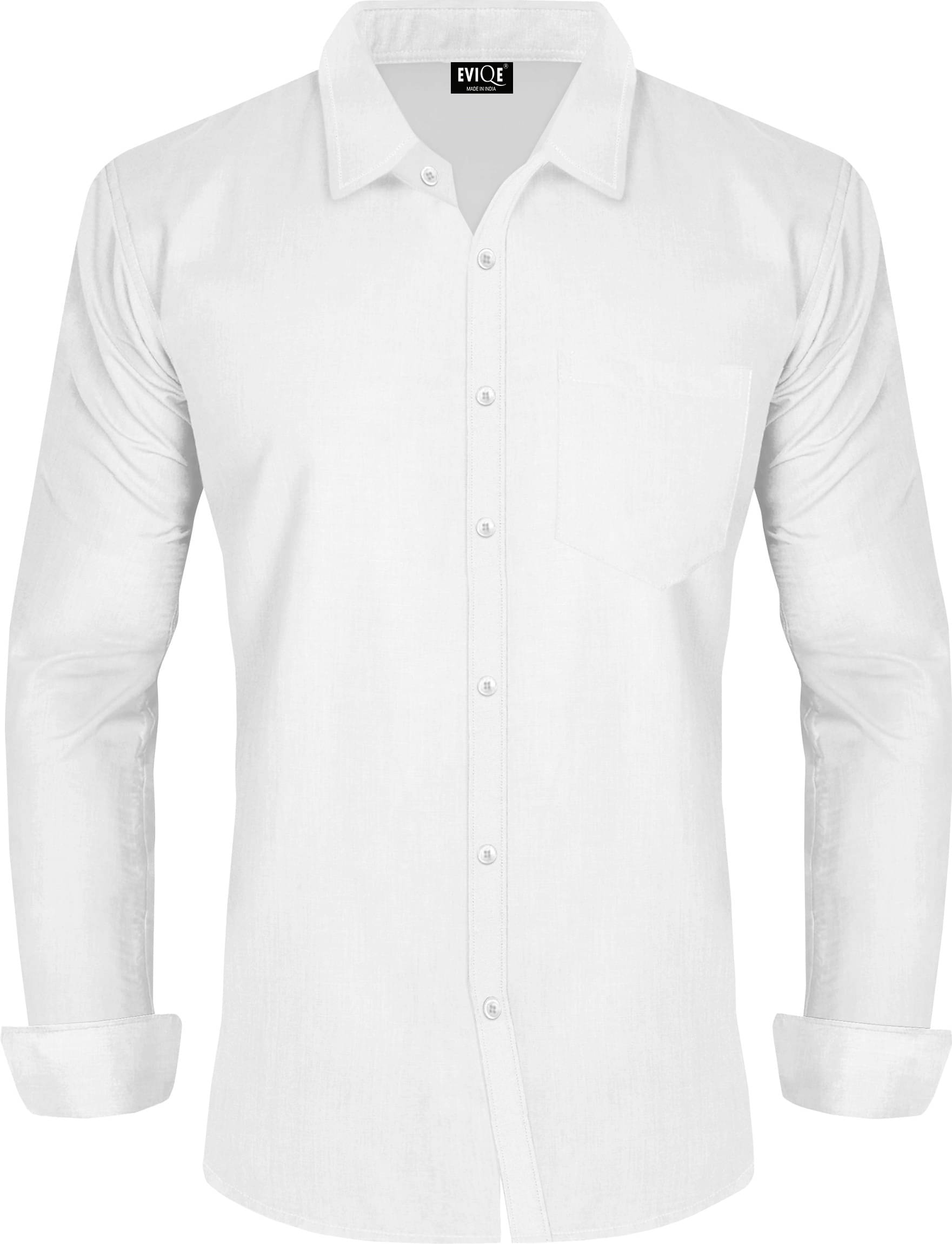 Eviqe Cotton Blend Regular Fit Full Sleeves Men's Formal Shirt - White ( Pack of 1 ) Eviqe Cotton Blend Regular Fit Full Sleeves Men's Formal Shirt - White ( Pack of 1 )