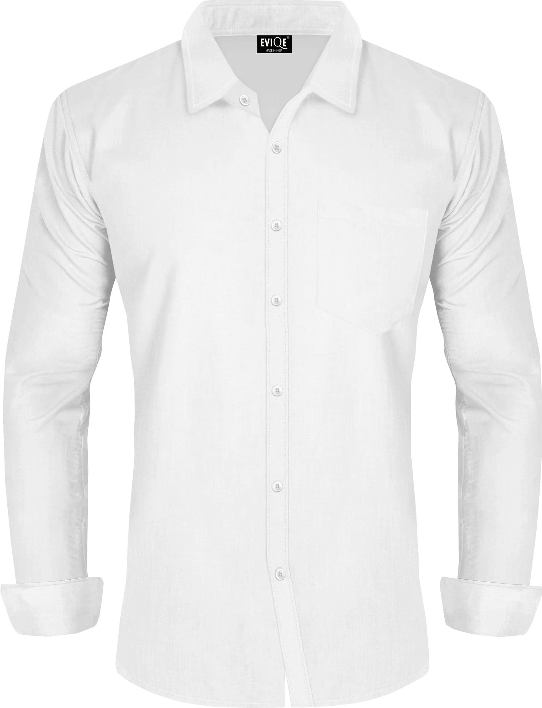 Eviqe Cotton Blend Regular Fit Full Sleeves Men's Formal Shirt - White ( Pack of 1 )