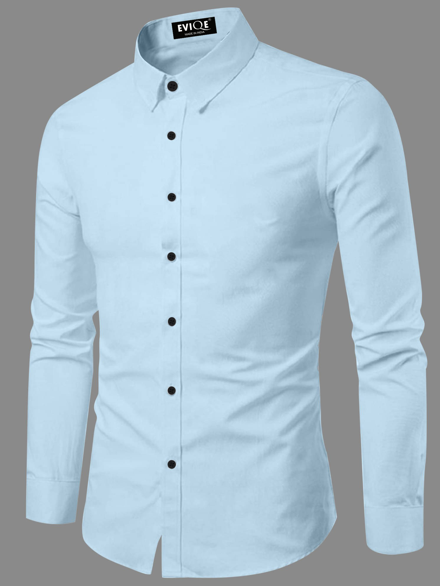     			Eviqe Cotton Blend Regular Fit Full Sleeves Men's Formal Shirt - Light Blue ( Pack of 1 )