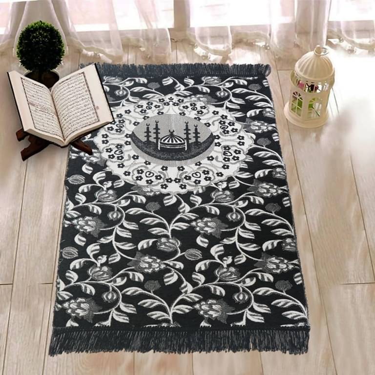 FURNISHING HUT Black Single Regular Cotton Prayer Mat ( 110 X 70 cm ) FURNISHING HUT Black Single Regular Cotton Prayer Mat ( 110 X 70 cm )