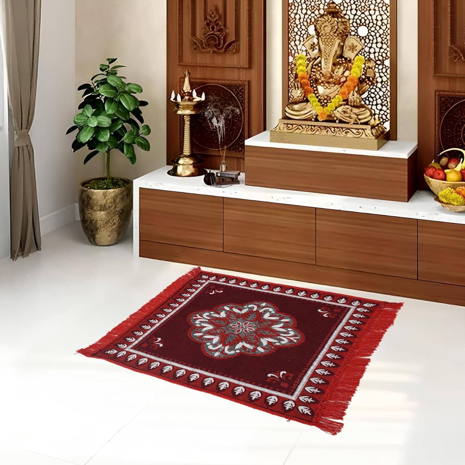FURNISHING HUT Maroon Single Regular Cotton Prayer Mat ( 60 X 60 cm ) FURNISHING HUT Maroon Single Regular Cotton Prayer Mat ( 60 X 60 cm )