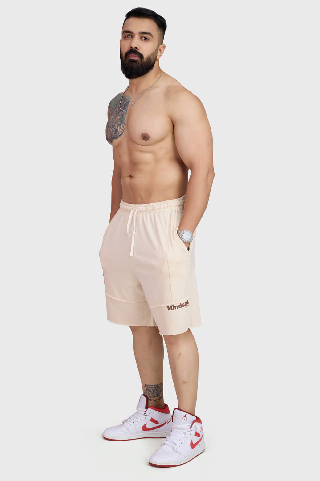 Fuaark Beige Cotton Blend Men's Gym Shorts ( Pack of 1 ) - Shorts | Buy online on ZillyBuy