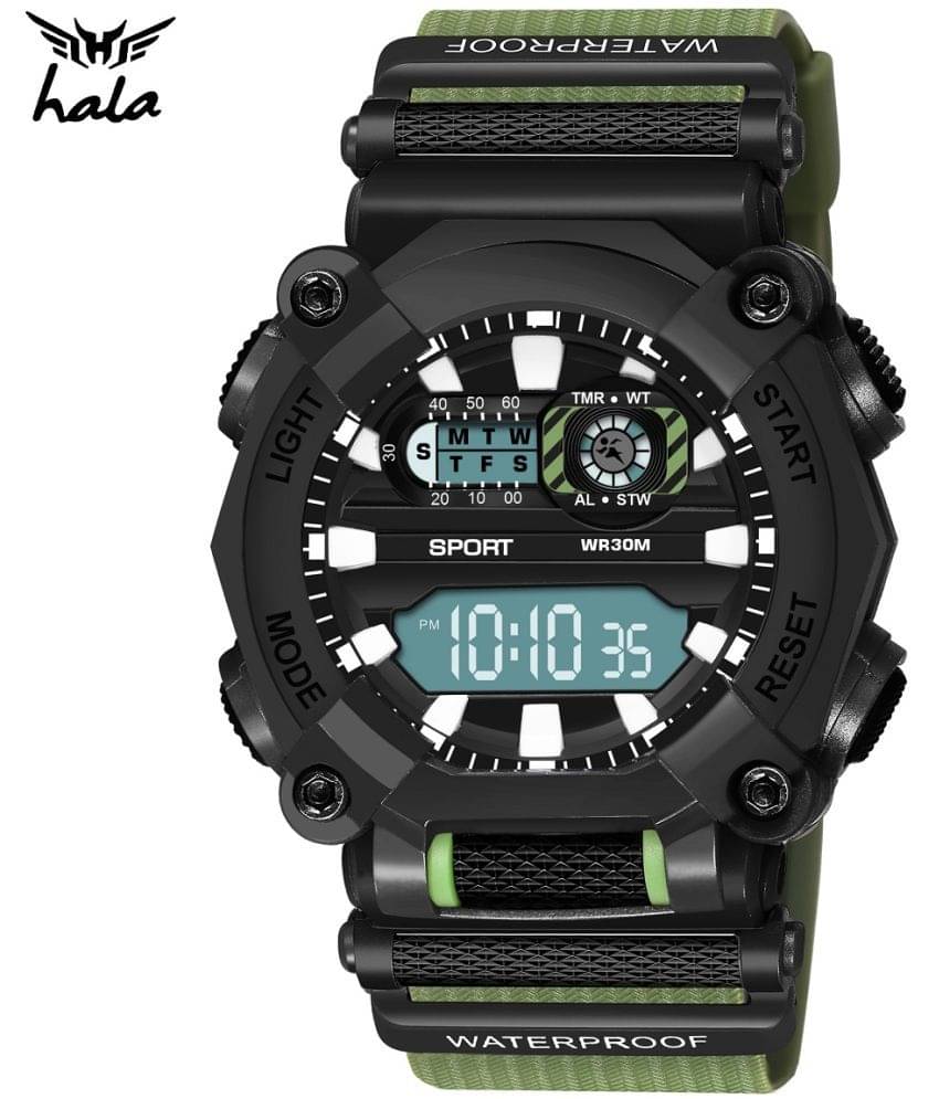     			Hala Green Silicon Digital Men's Watch