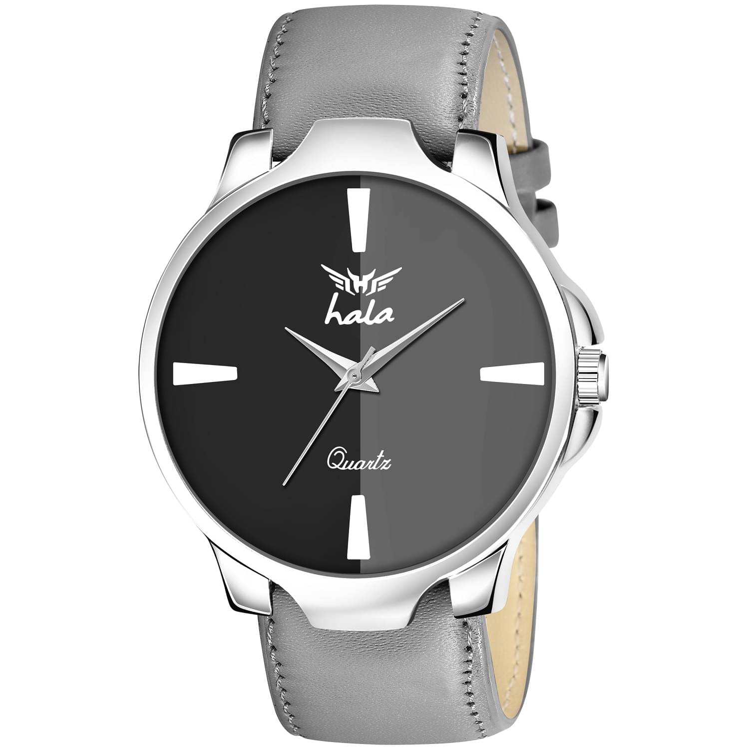     			Hala Light Grey Leather Analog Men's Watch