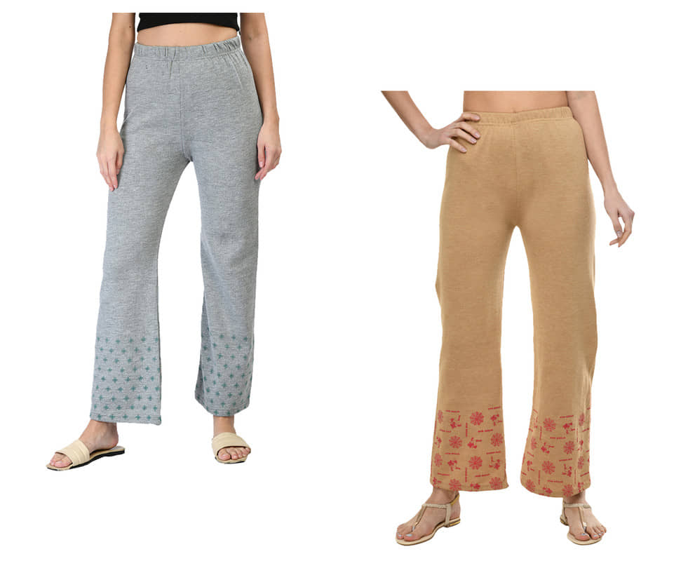 IndiWeaves Pack of 2 Woollen Straight Women's Palazzos ( Multicolor ) - Palazzos | Buy online on ZillyBuy