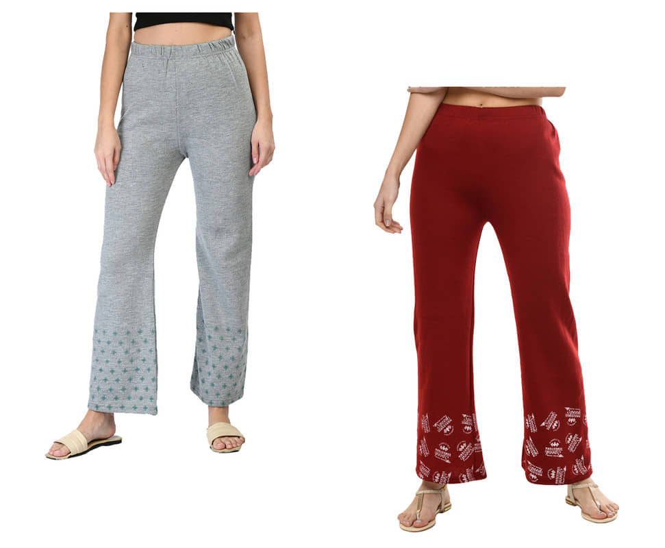 IndiWeaves Pack of 2 Woollen Straight Women's Palazzos ( Multicolor ) - Palazzos | Buy online on ZillyBuy