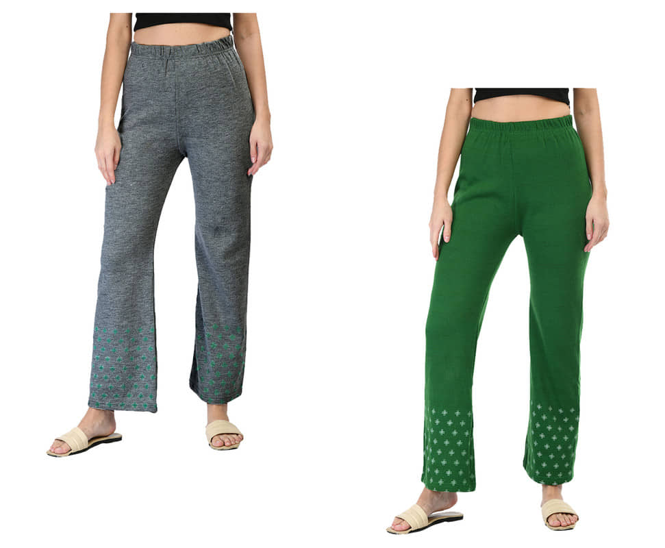 IndiWeaves Pack of 2 Woollen Straight Women's Palazzos ( Multicolor )