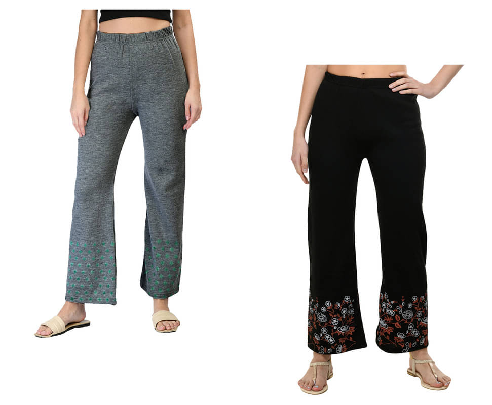 IndiWeaves Pack of 2 Woollen Straight Women's Palazzos ( Multicolor ) IndiWeaves Pack of 2 Woollen Straight Women's Palazzos ( Multicolor )