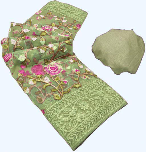JULEE Net Embroidered Saree With Unstitched Blouse Piece ( LightGreen ) JULEE Net Embroidered Saree With Unstitched Blouse Piece ( LightGreen )