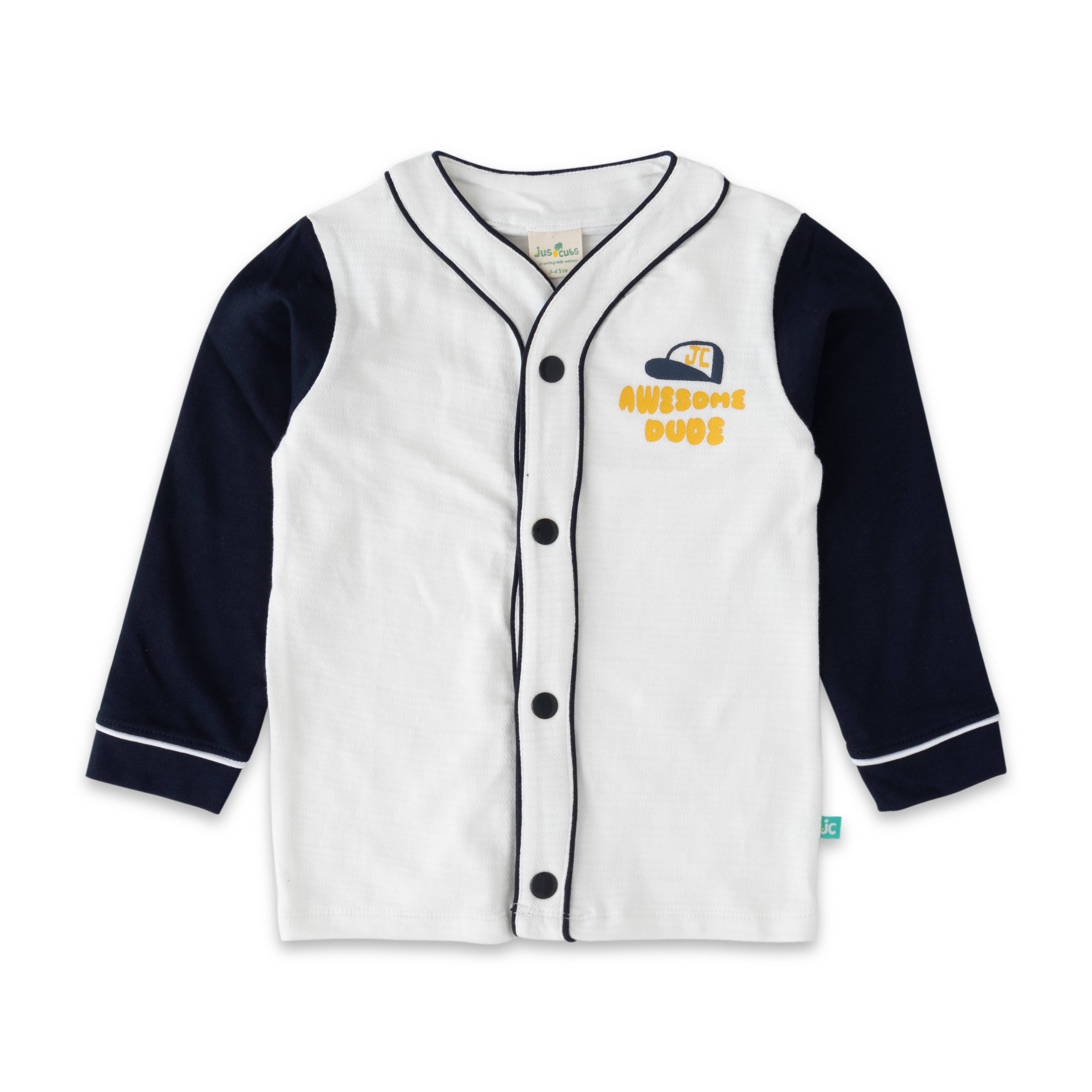     			Juscubs Boys Cotton Windcheater Jacket ( White , Pack of 1 )