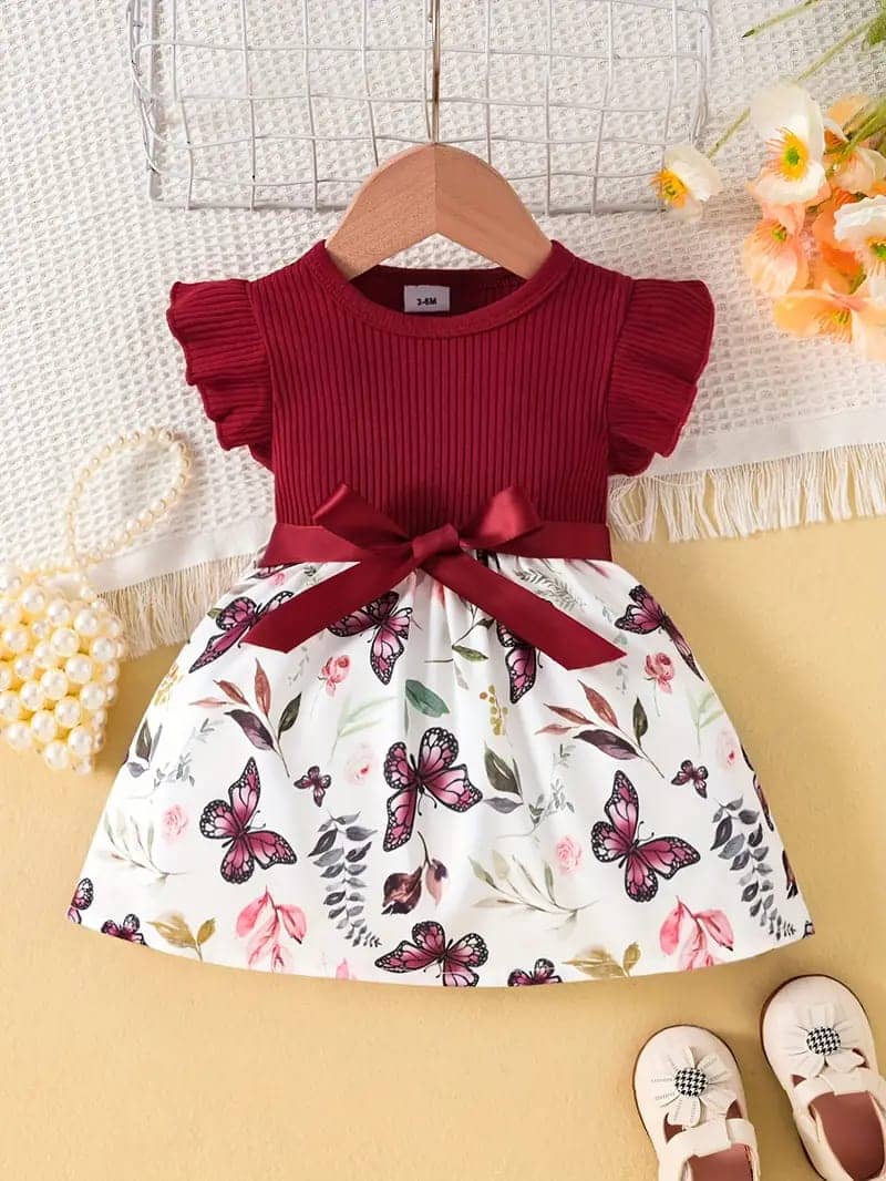 MUSNAH GARMENTS Cotton Frock For Baby Girls ( Pack of 1 , Maroon )