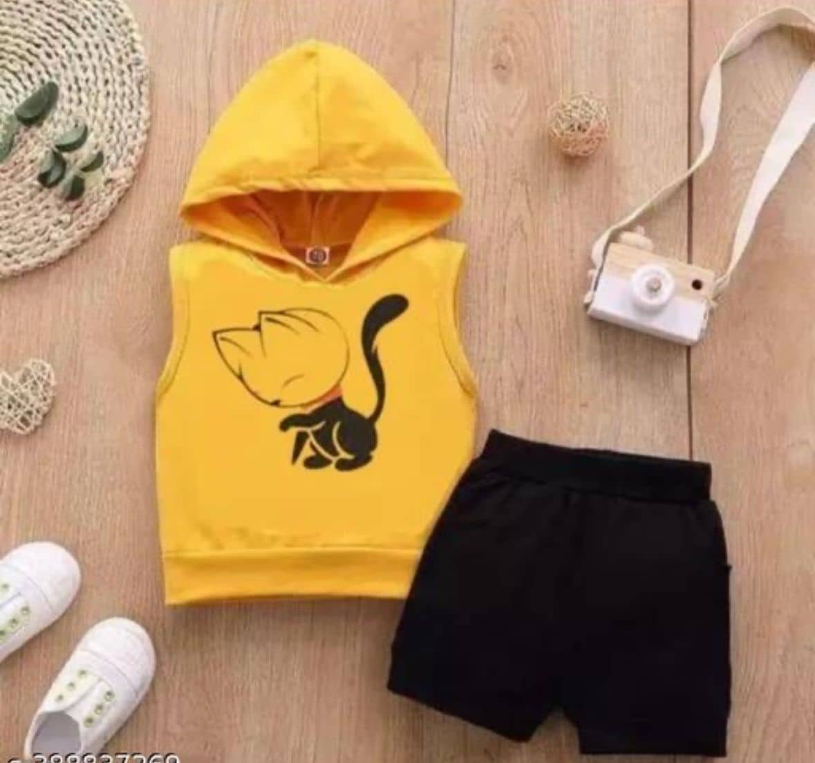 MUSNAH GARMENTS Pack of 1 Unisex Cotton T-Shirt & Shorts Set ( Gold )