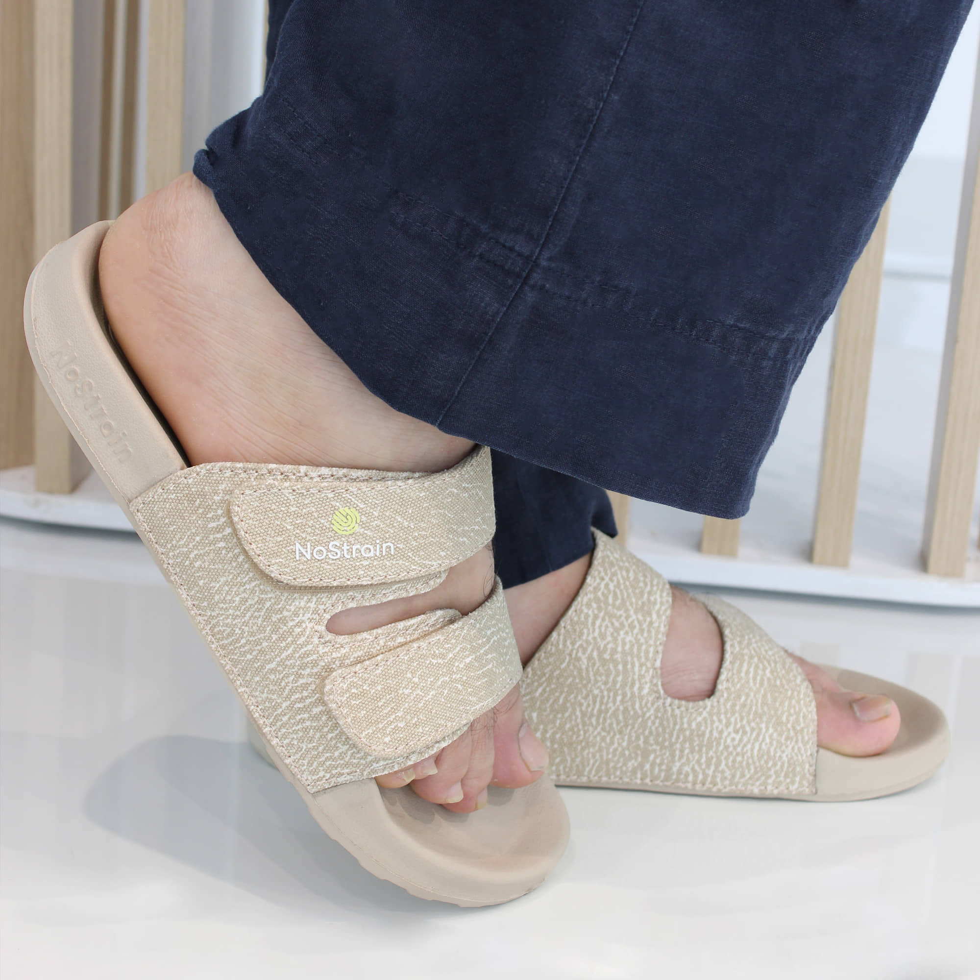 NoStrain Beige Men's Slide Flip Flop