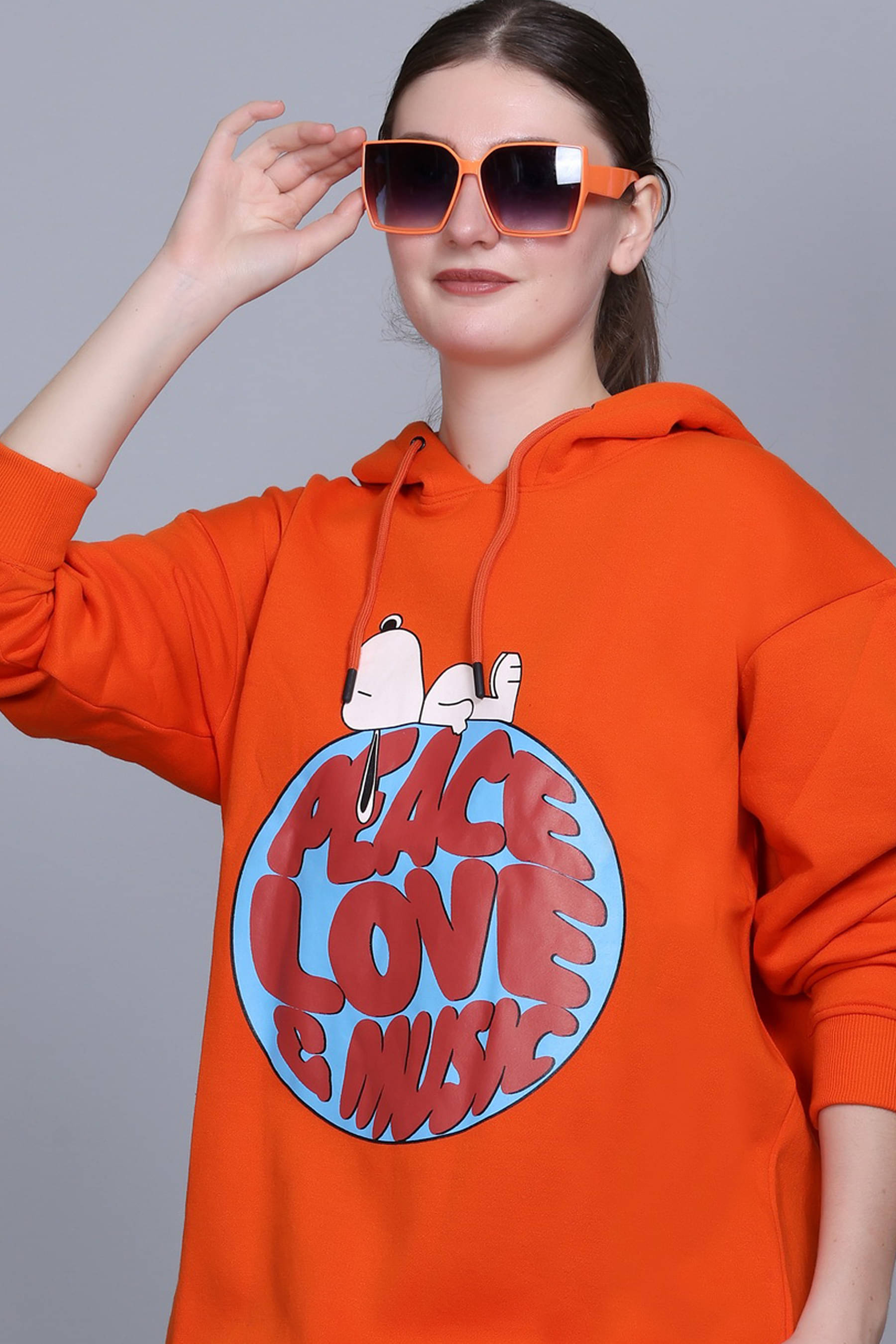 OBAAN Fleece Women's Hooded Sweatshirt ( Orange ) OBAAN Fleece Women's Hooded Sweatshirt ( Orange )