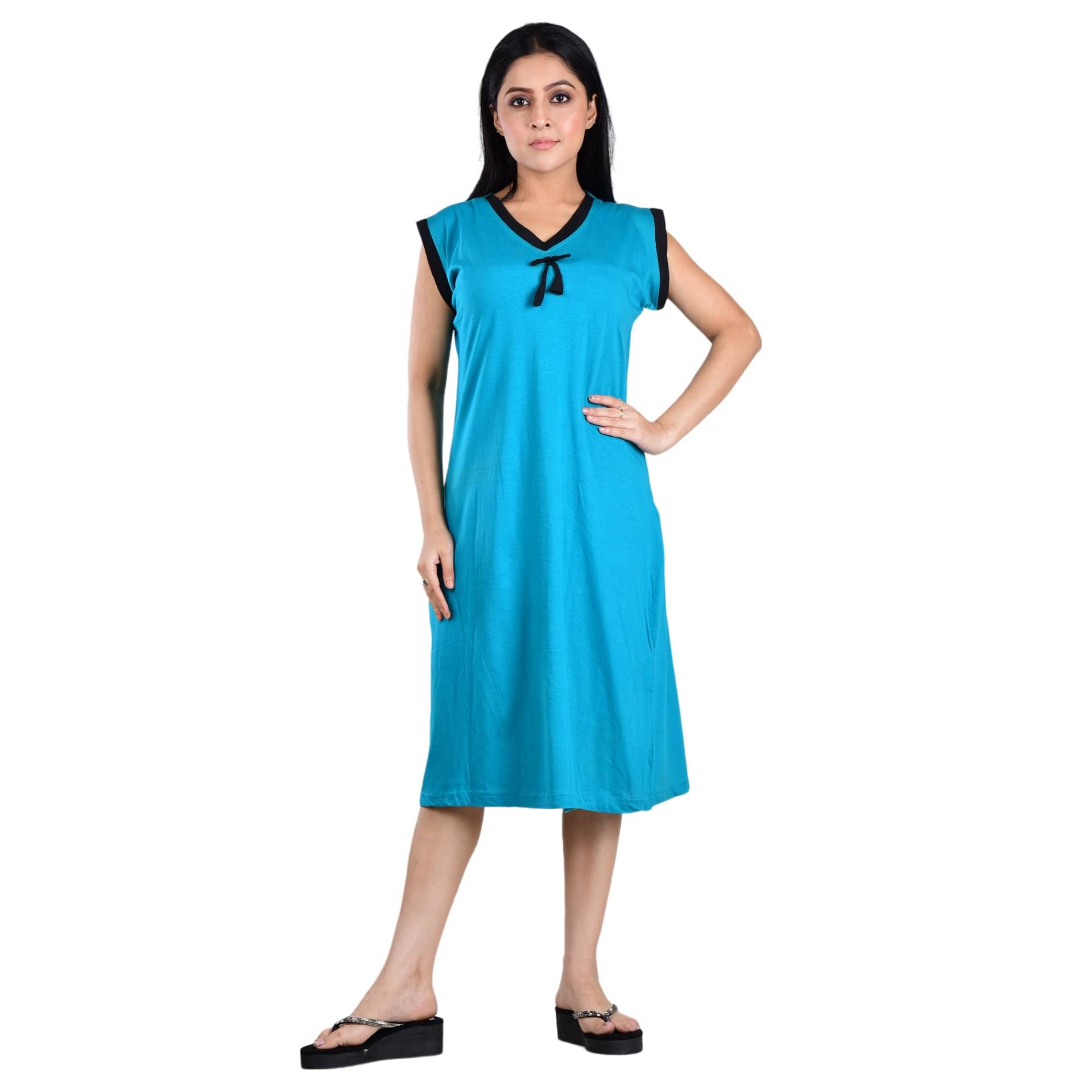 PIYALI'S CREATION WOMEN'S Blue Hosiery Women's Nightwear Nighty & Night Gowns ( Pack of 1 ) PIYALI'S CREATION WOMEN'S Blue Hosiery Women's Nightwear Nighty & Night Gowns ( Pack of 1 )