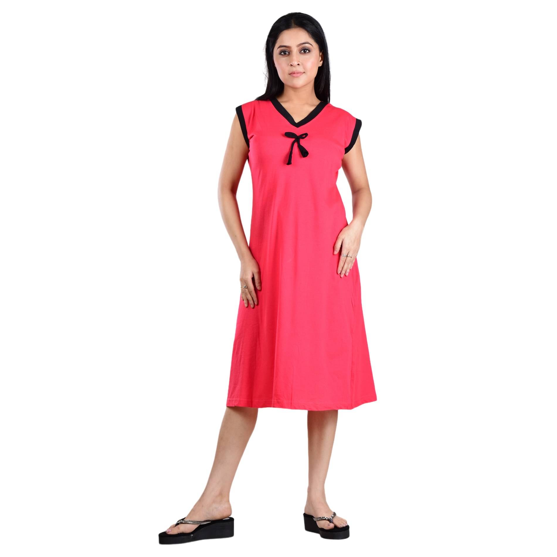 PIYALI'S CREATION WOMEN'S Pink Hosiery Women's Nightwear Nighty & Night Gowns ( Pack of 1 ) PIYALI'S CREATION WOMEN'S Pink Hosiery Women's Nightwear Nighty & Night Gowns ( Pack of 1 )
