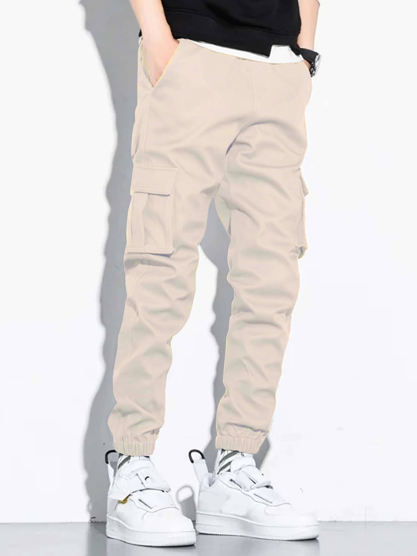     			RAGZO Slim Flat Men's Joggers - Cream ( Pack of 1 )