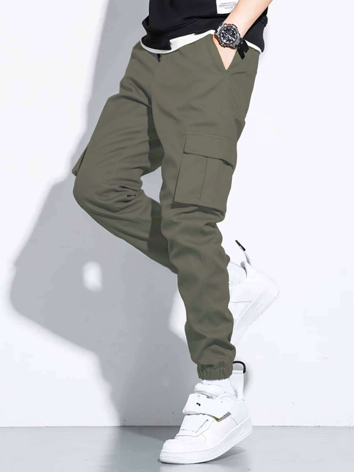 RAGZO Slim Flat Men's Joggers - Olive Green ( Pack of 1 ) - Trousers | Buy online on ZillyBuy