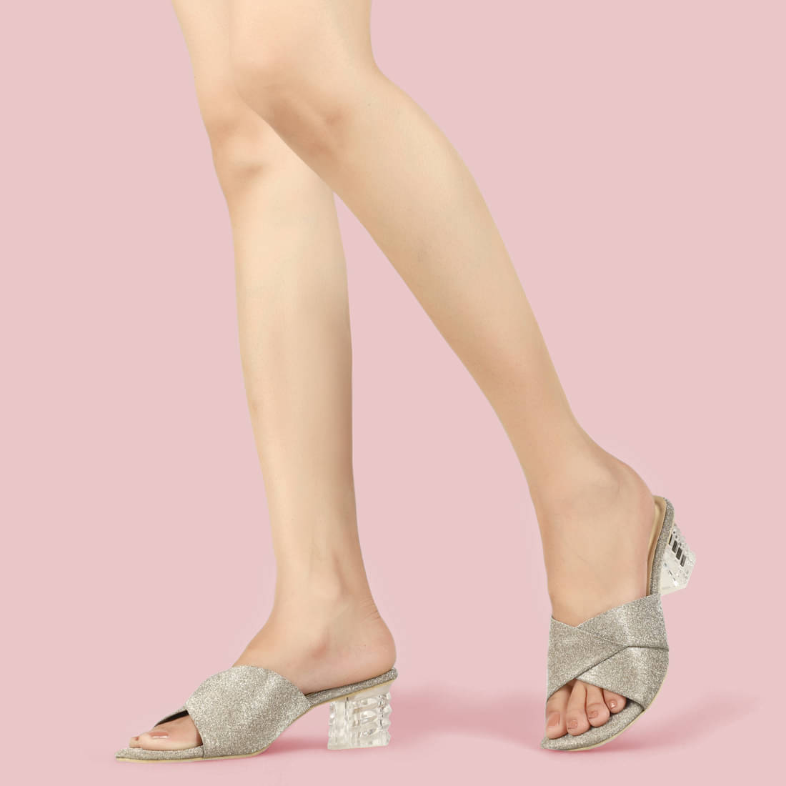     			Rimezs Silver Women's Slip On Heels