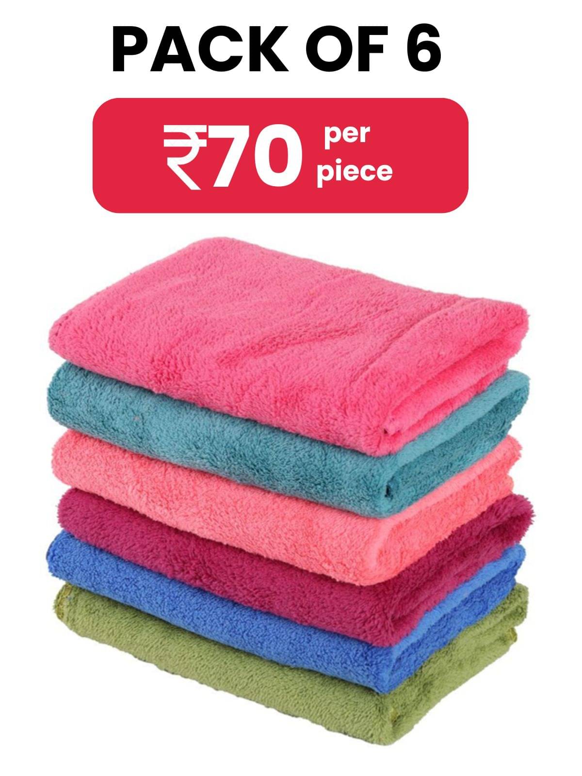     			Satisfyn Microfibre Solid Hand Towel 401-450 ( Pack of 6 ) - Assorted