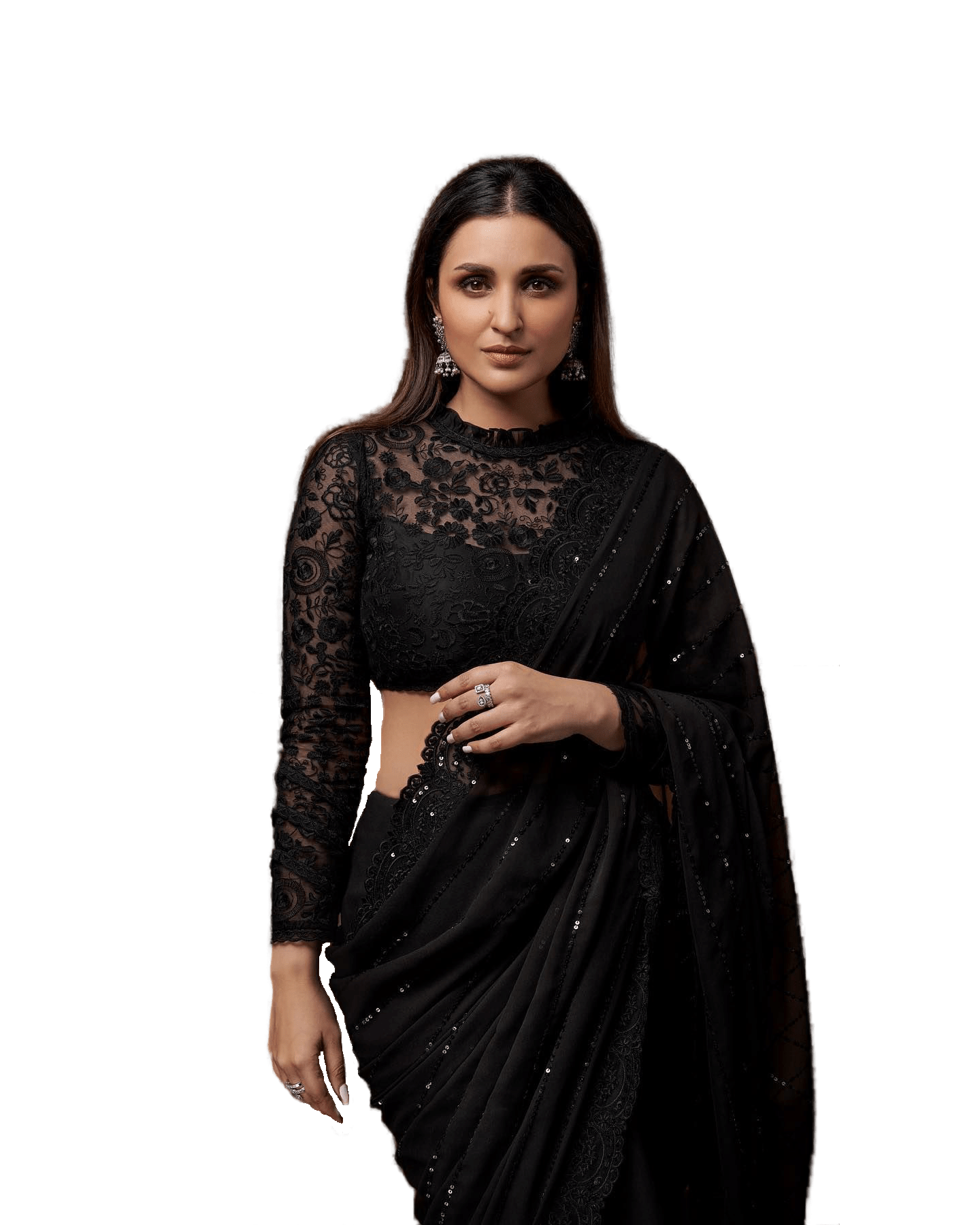 Sidhidata Georgette Embroidered Saree With Unstitched Blouse Piece ( Black ) Sidhidata Georgette Embroidered Saree With Unstitched Blouse Piece ( Black )