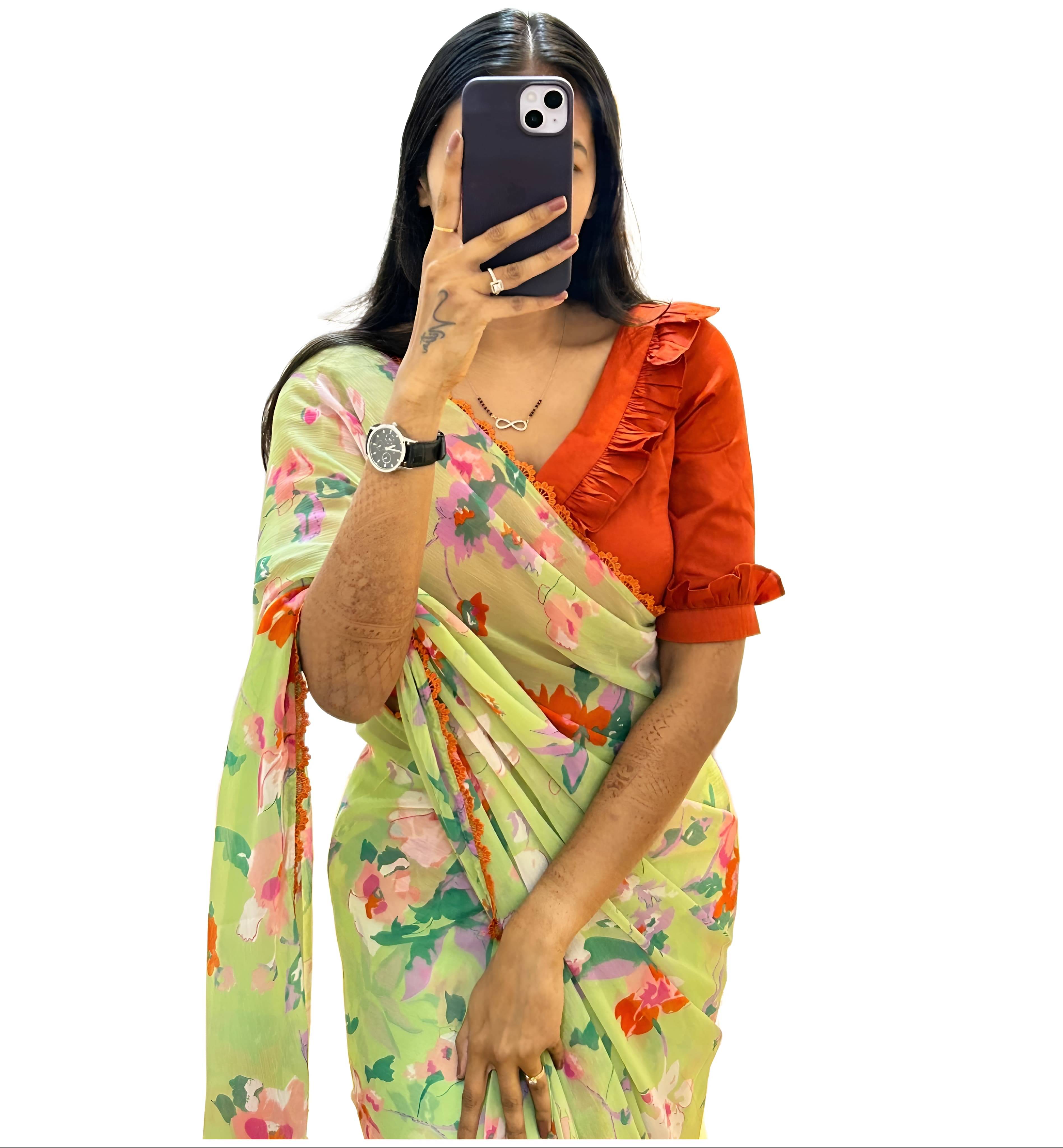     			Sidhidata Georgette Printed Ready to Wear Saree With Unstitched Blouse Piece ( Light Green )