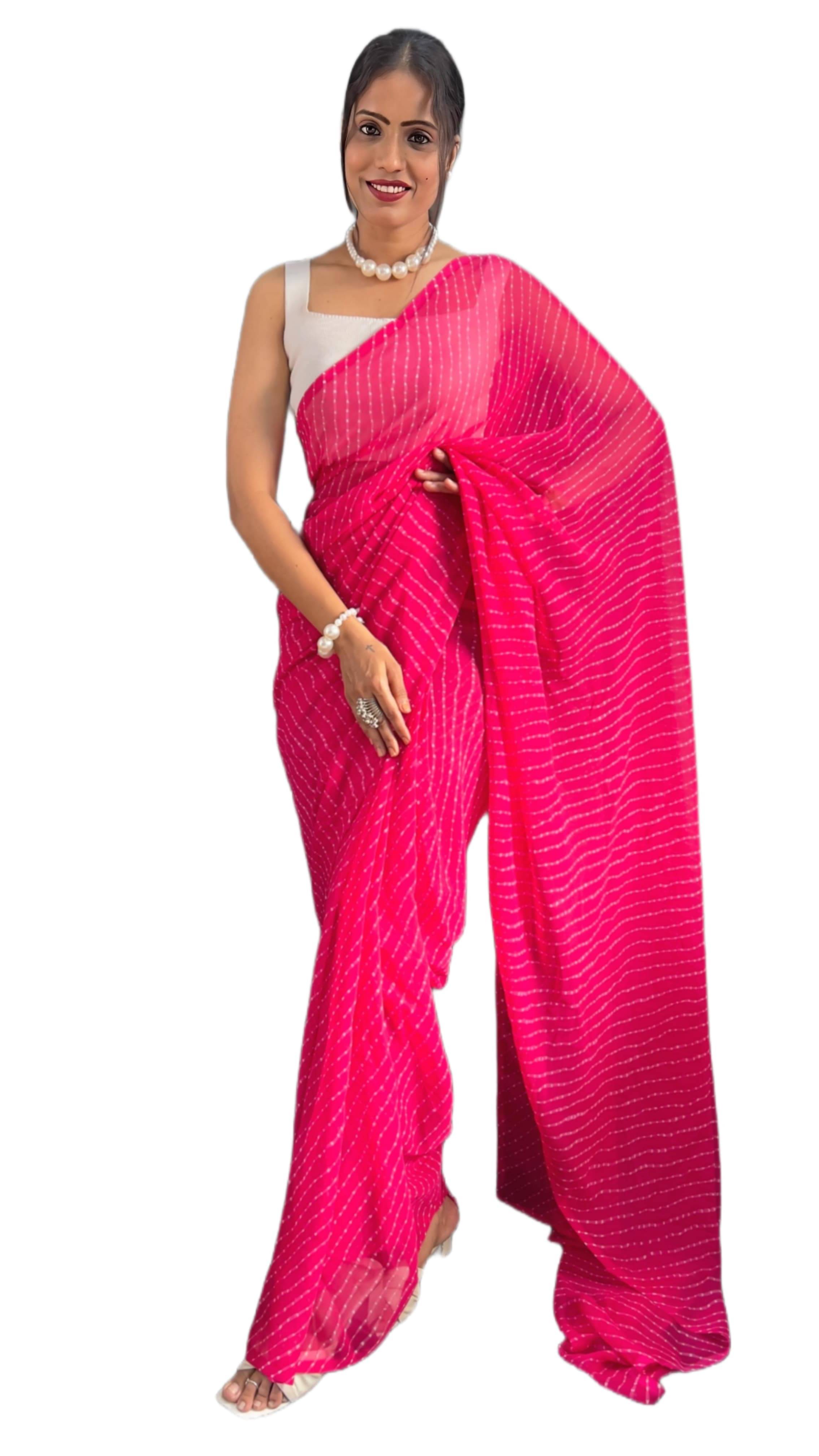     			Sidhidata Georgette Printed Ready to Wear Saree With Unstitched Blouse Piece ( Rani )