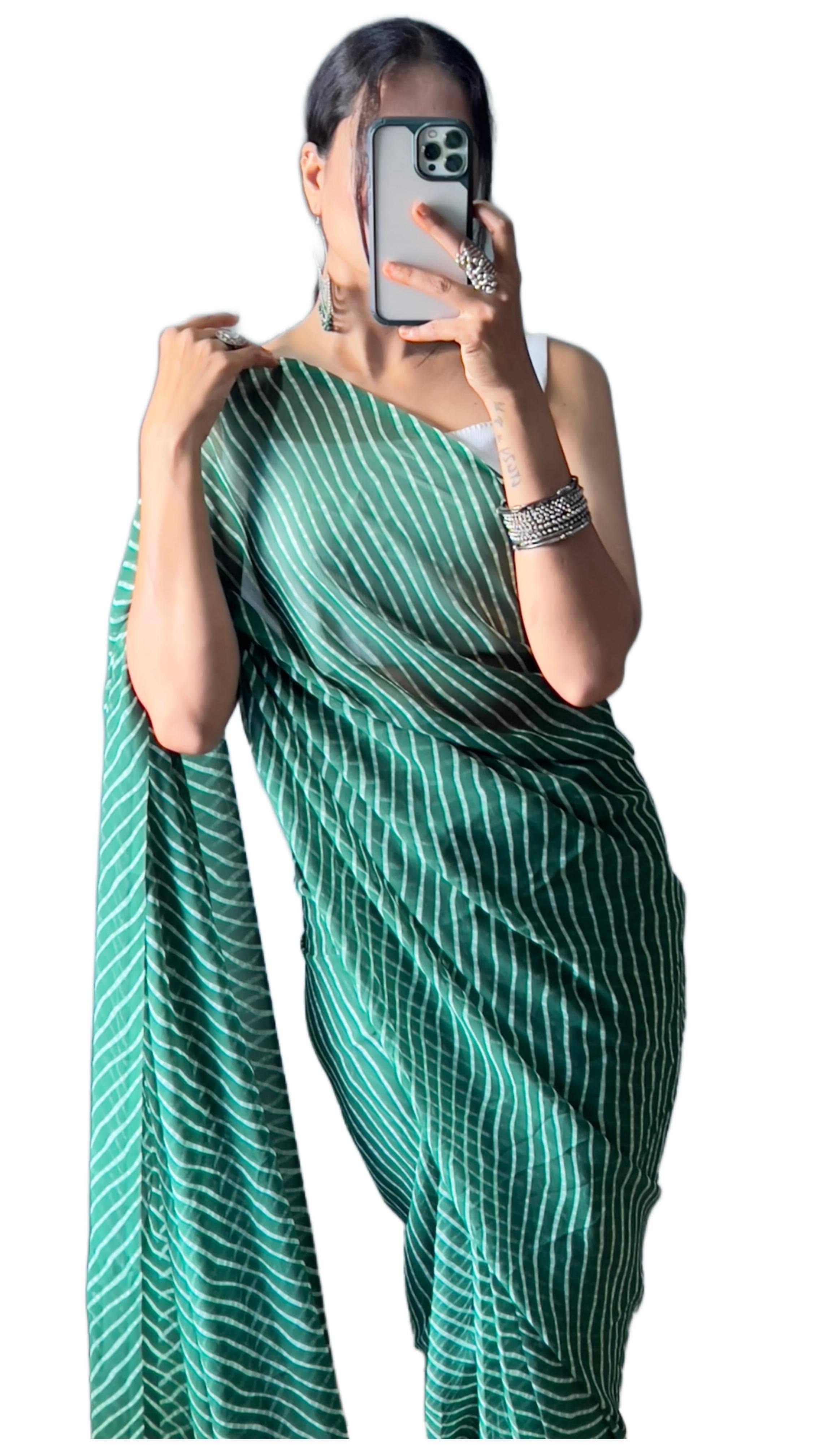 Sidhidata Georgette Printed Ready to Wear Saree With Unstitched Blouse Piece ( Green ) Sidhidata Georgette Printed Ready to Wear Saree With Unstitched Blouse Piece ( Green )