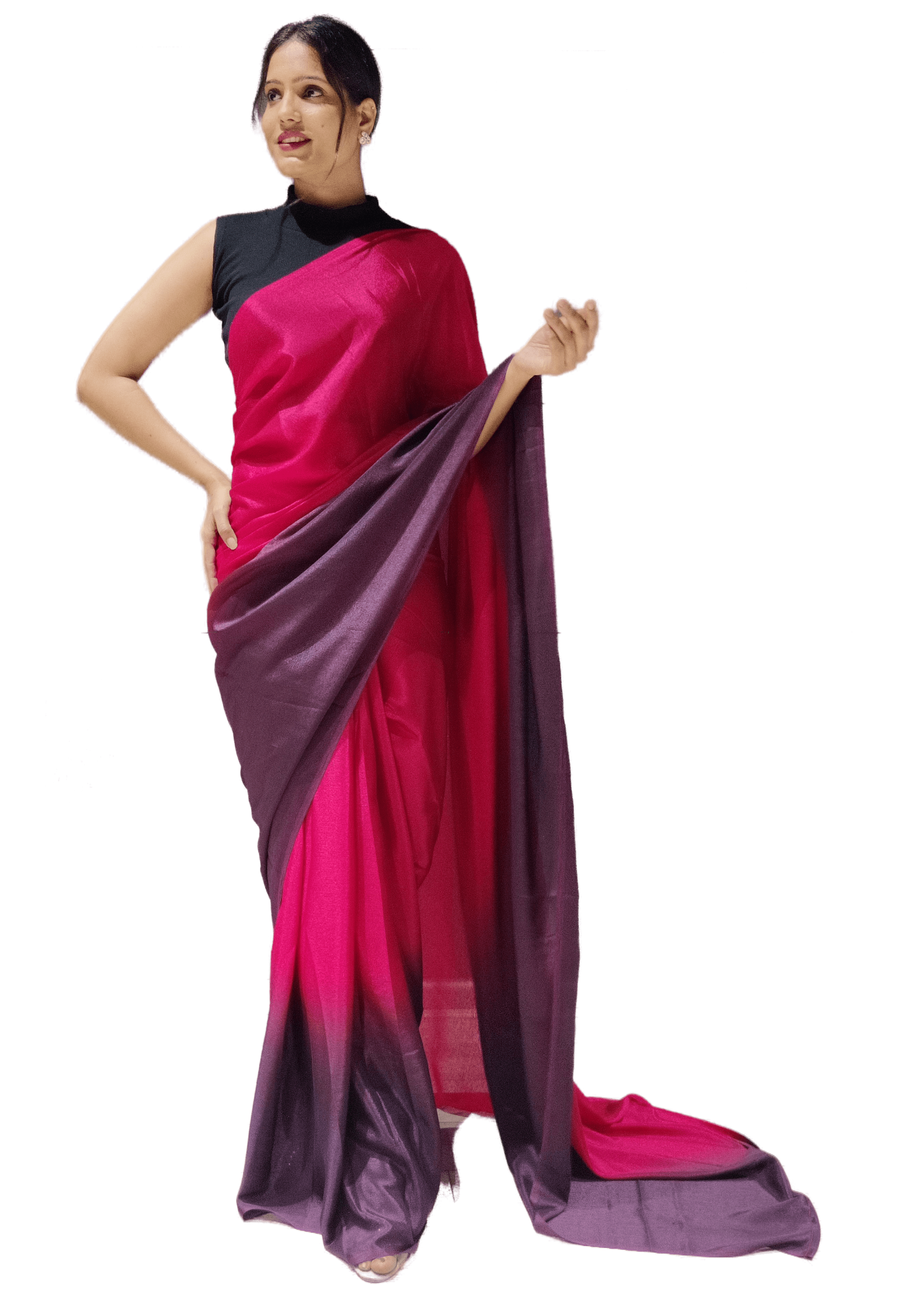     			Sidhidata Polyester Solid Ready to Wear Saree With Unstitched Blouse Piece ( Rani )