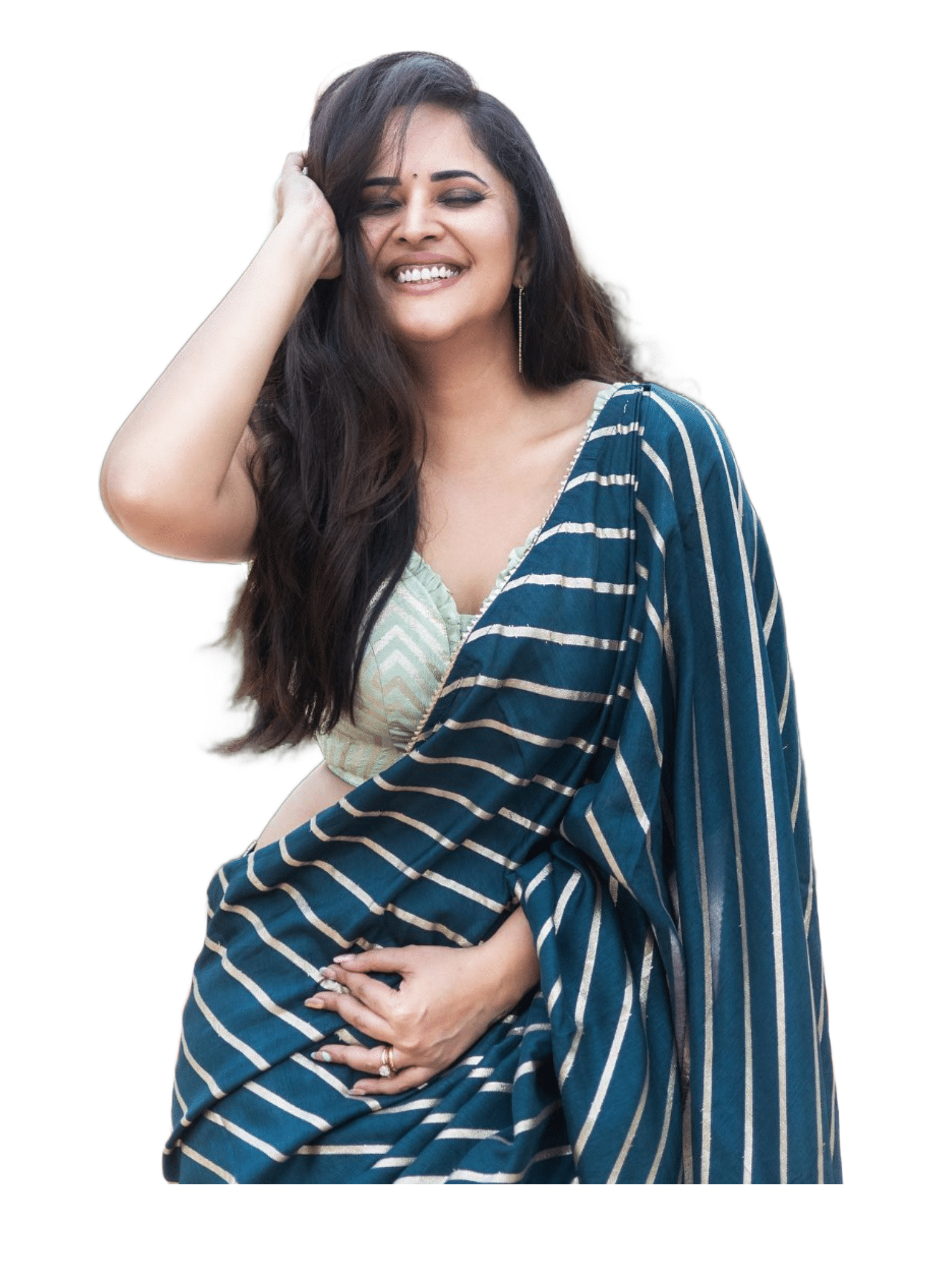 Sidhidata Silk Striped Saree With Unstitched Blouse Piece ( Rama ) Sidhidata Silk Striped Saree With Unstitched Blouse Piece ( Rama )