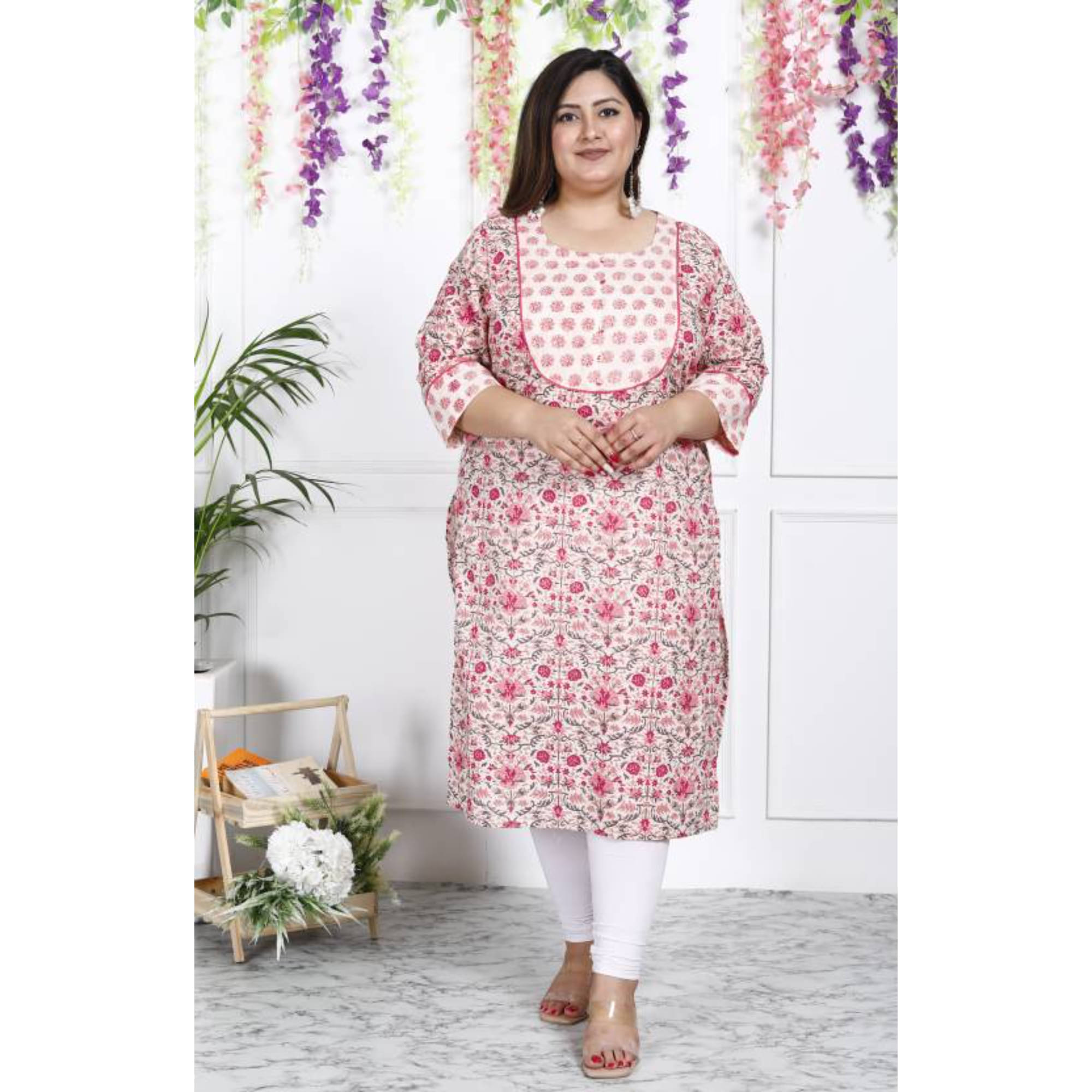 Swasti Pack of 1 Cotton Printed Straight Women's Kurti - ( White ) Swasti Pack of 1 Cotton Printed Straight Women's Kurti - ( White )