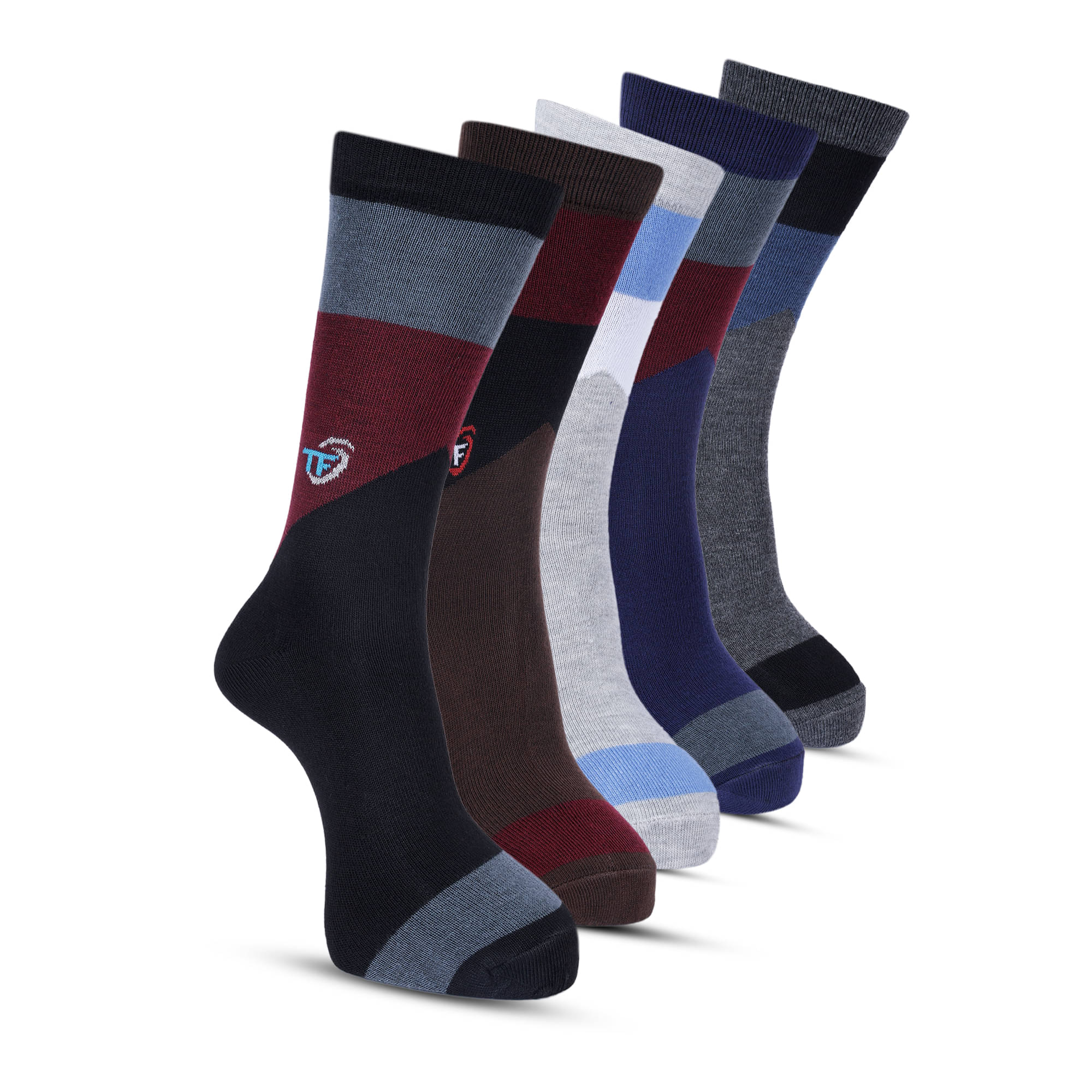 TF Pack of 5 Men's Cotton Blend Full Length Socks ( Multicolor ) TF Pack of 5 Men's Cotton Blend Full Length Socks ( Multicolor )