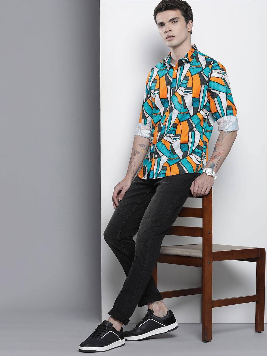     			The Indian Garage Co Men Slim Fit Opaque Printed Shirt