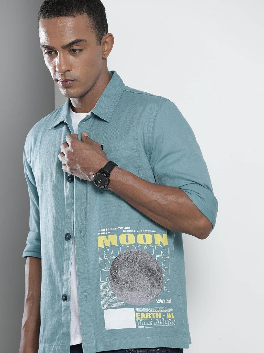 The Indian Garage Co Men Blue Slim Fit Typography Opaque Printed Casual Shirt The Indian Garage Co Men Blue Slim Fit Typography Opaque Printed Casual Shirt