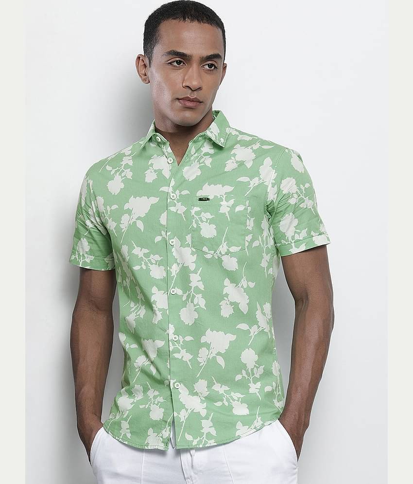 The Indian Garage Co Men Green Floral Printed Casual Shirt